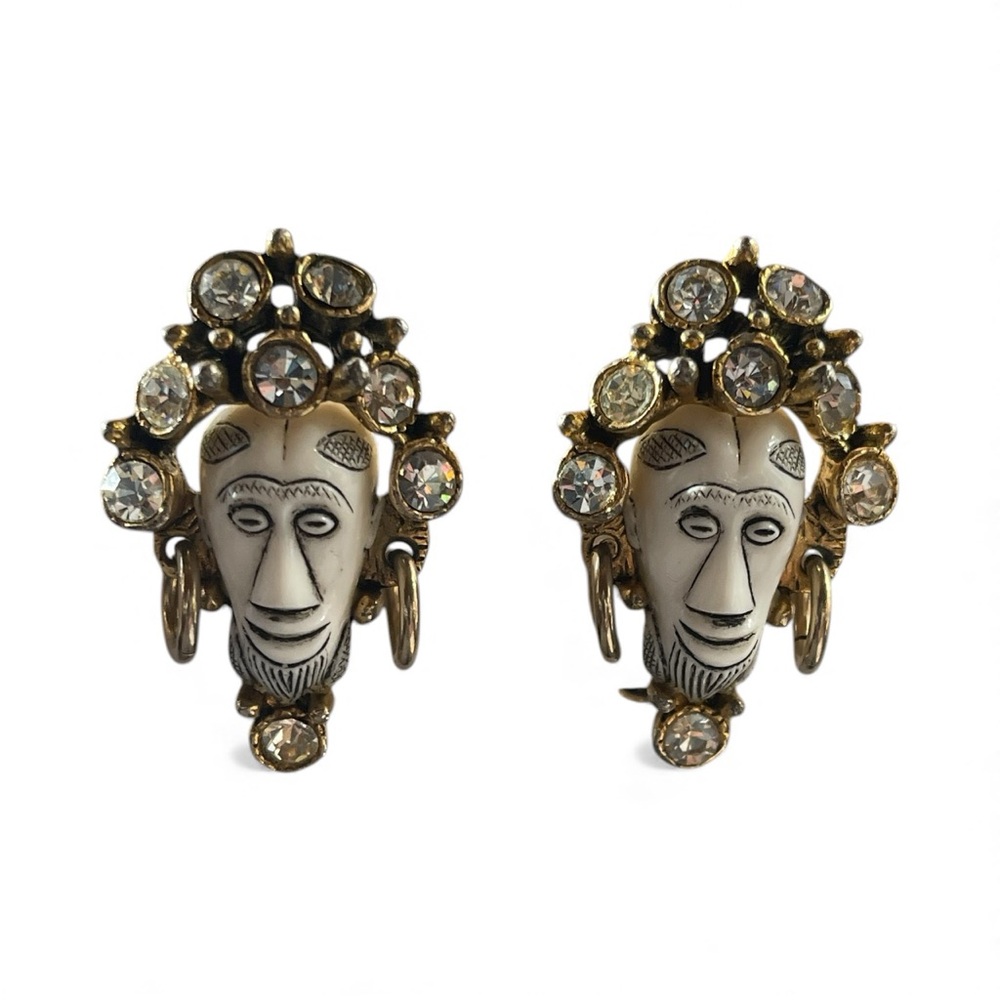 Selro Selini African King Face Clip-On Statement Earrings